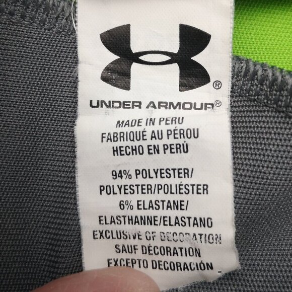 Under Armour Heatgear Men's Size Small Grey & Lime Green Loose Fit Polo Shirt - Picture 4 of 11